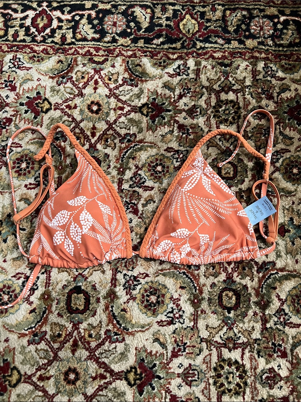 Shade & Shore Orange Triangle Bikini Top Size Large 12-14 Adjustable